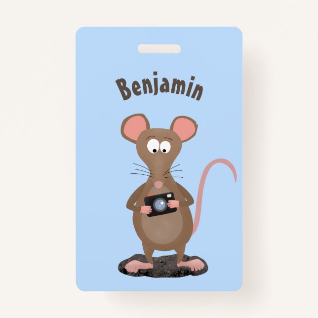 Badge Rat drôle avec dessin animé de la caméra (Devant)