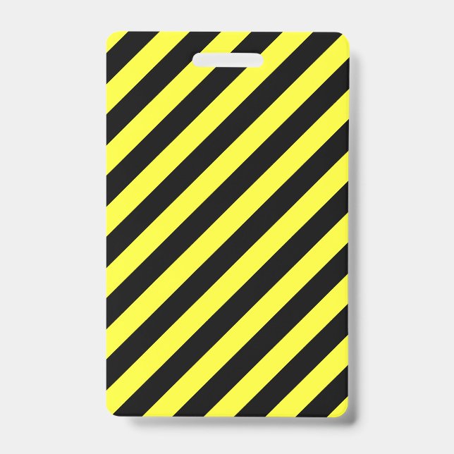 Badge Rayures diagonales jaune et noir (Avant)