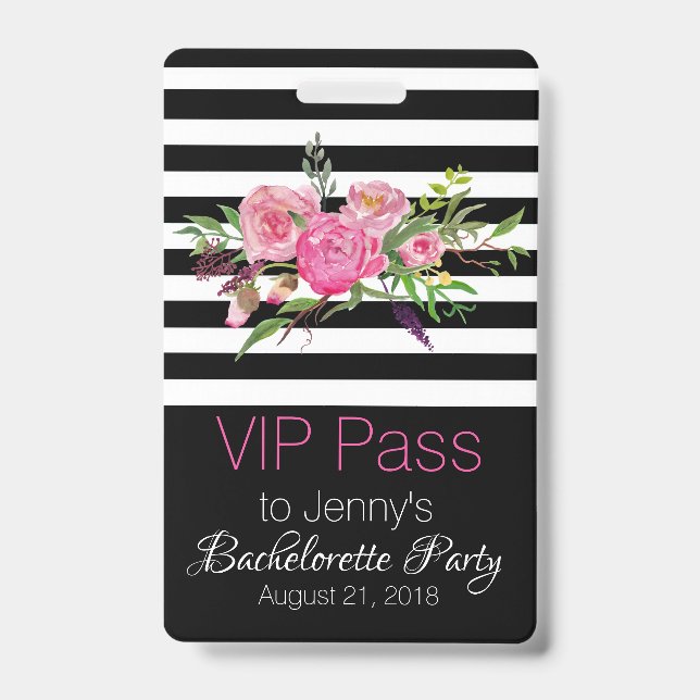 Badge Rayures et insigne chic de partie de Bachelorette (Front)