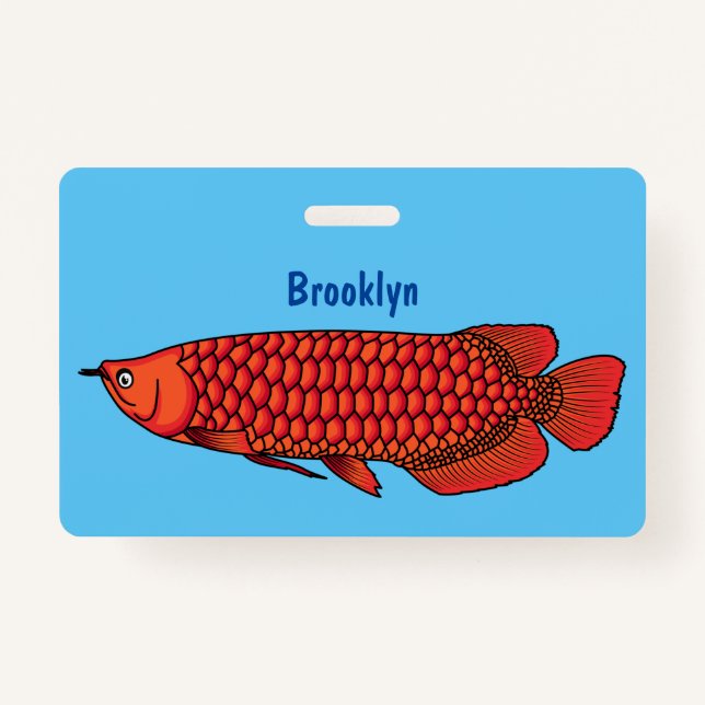 Badge Red Arowana fish cartoon (Devant)
