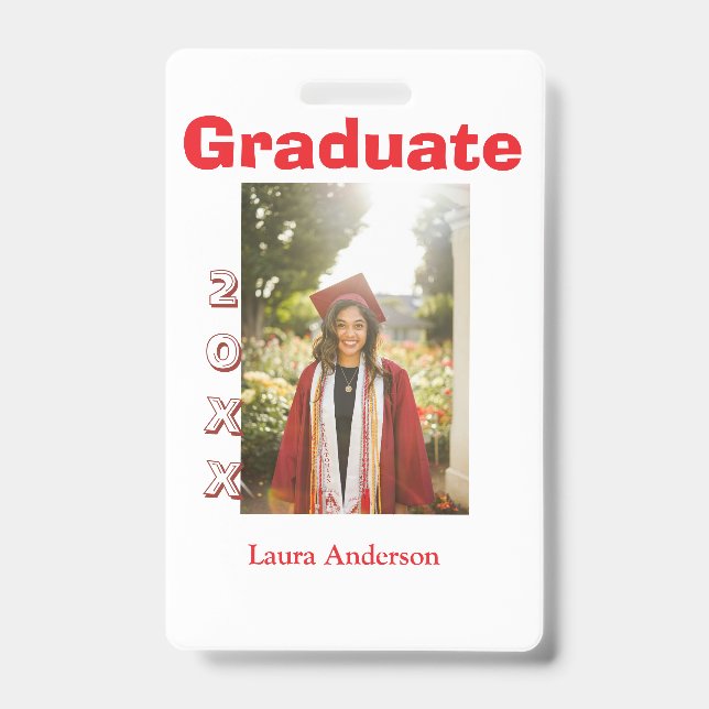 Badge Red bold photo graduation add name class text (Avant)