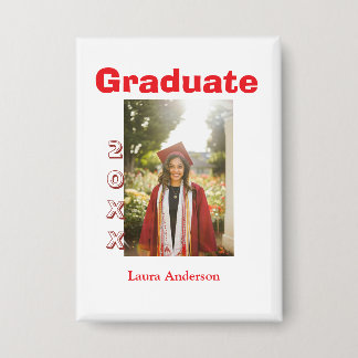 Badge Red bold photo graduation add name class text