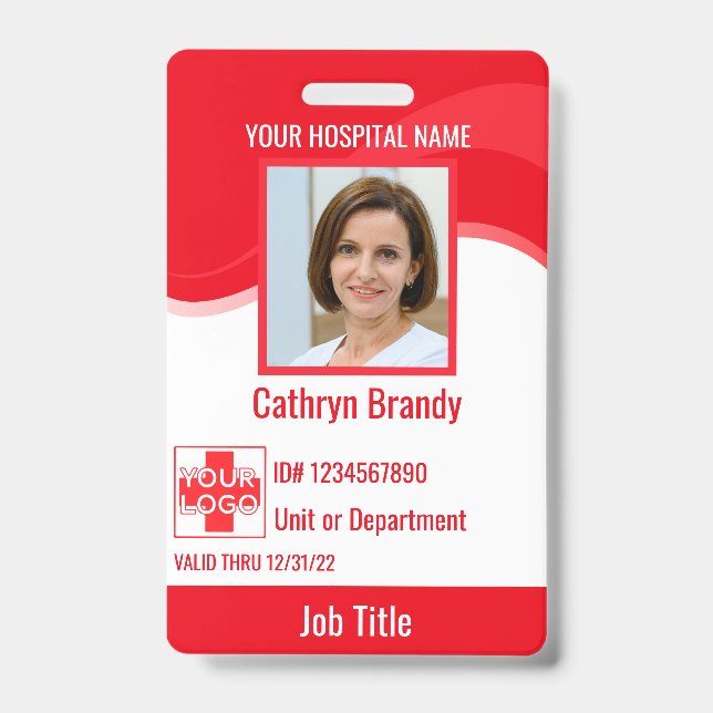 Badge Red custom Hospital Employee Security, logo (Avant)