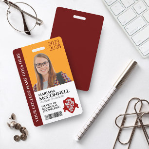 Badge Red Gold School College University - ID étudiant