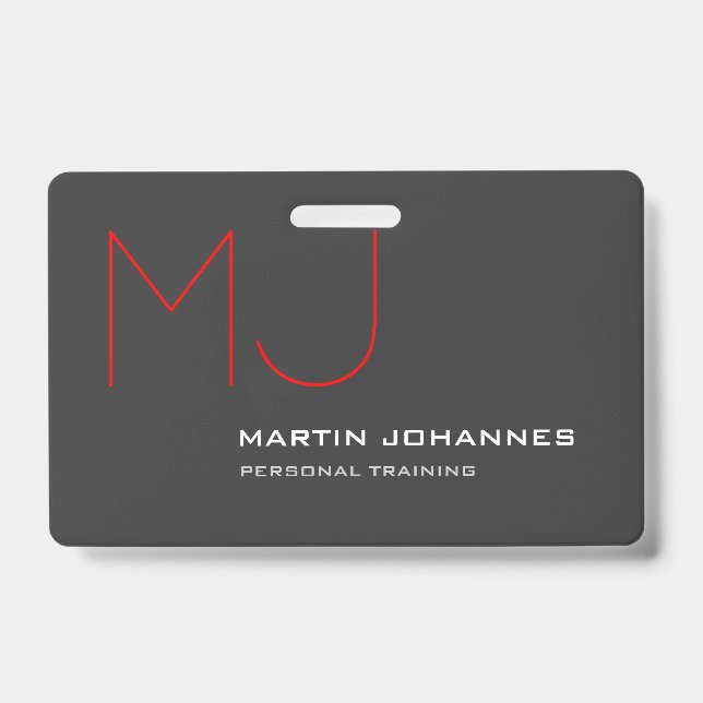 Badge Red Monogram Grey Personal Trainer Business (Avant)