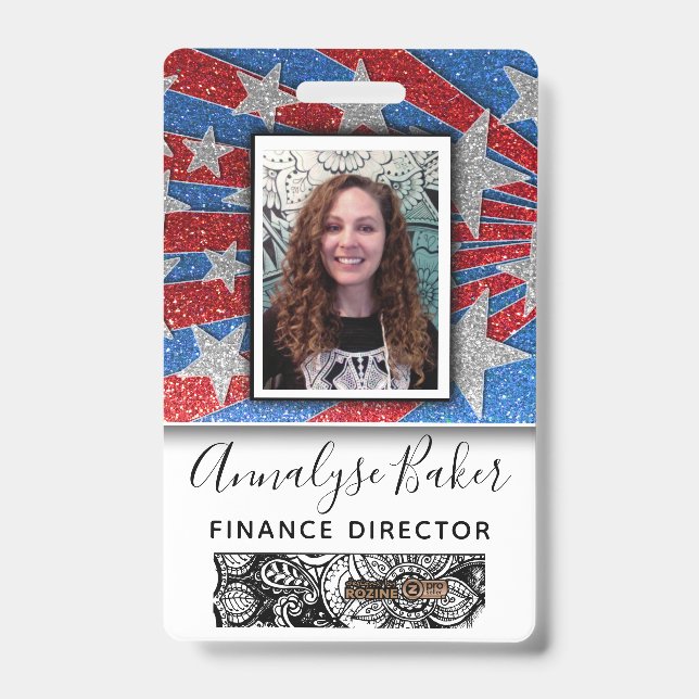 Badge Red White and Blue Parties scintillant Nurse USA P (Avant)