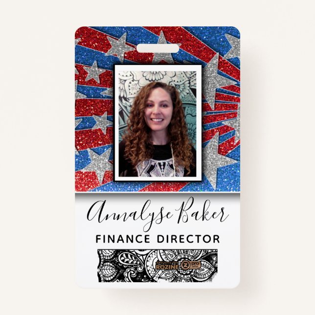 Badge Red White and Blue Parties scintillant Nurse USA P (Devant)