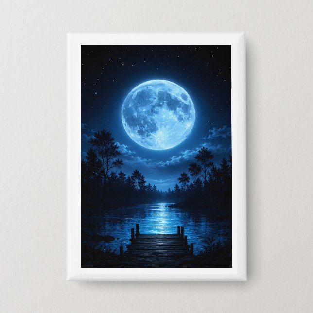 Badge Reflet esthétique de la forêt au clair de lune cél (Recto)