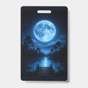 Badge Reflet esthétique de la forêt au clair de lune cél