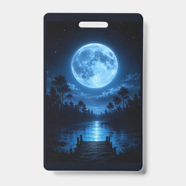 Badge Reflet esthétique de la forêt au clair de lune cél (Avant)