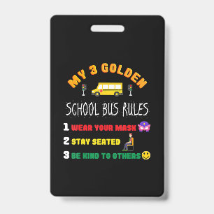 Badge Règles d'autobus scolaire pour les élèves Funky Sc