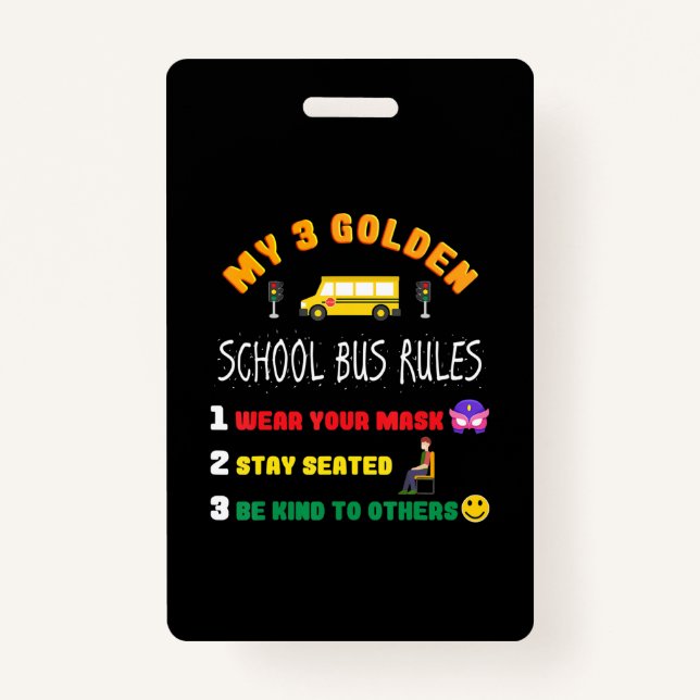 Badge Règles d'autobus scolaire pour les élèves Funky Sc (Devant)