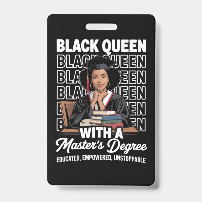 Badge Reine Noire Diplômée de Master Éduquée  (Avant)