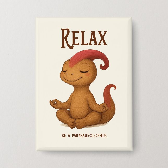 Badge Relax, be a Parasaurolophus“ – Kammli Yoga (Recto)