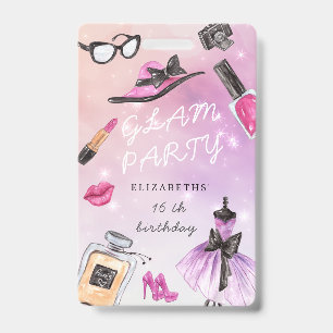 Badge relooking glamour étincelle fête d'anniversaire