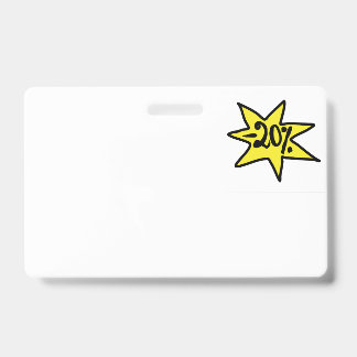 Badge Remise 20%. Promotion, bonus, entreprise, prix   