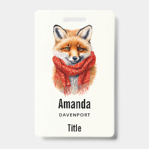 Badge Renard mignon avec une écharpe rouge Image d'autom