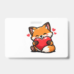 Badge Renard Mignon Enlaçant un Cœur – Animal de l'Amour