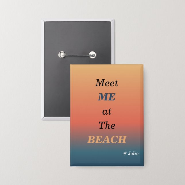 Badge Rencontre-moi à la plage Couleur lever de soleil p (Recto/Verso)