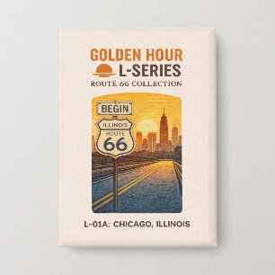 Badge Repère rétro de Chicago Illinois Route 66