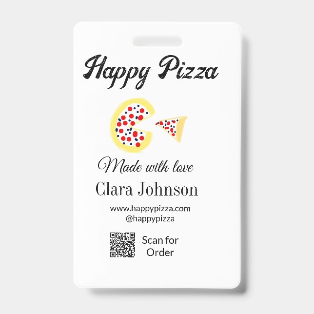 Badge Restaurant de pizzas café pizzeria scannez le code (Avant)