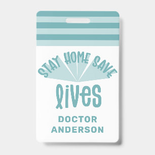 Badge Restez chez vous, sauvez des vies, cadeau bleu col