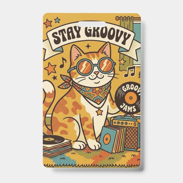 Badge RESTEZ GROOVY | Amateur d'animaux | Bohème (Avant)