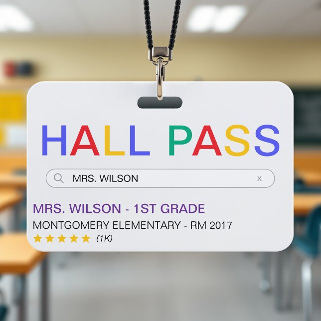 Badge Résultat de recherche de site Web School Hall Pass (Website Search Result School Hall Pass Badge
)