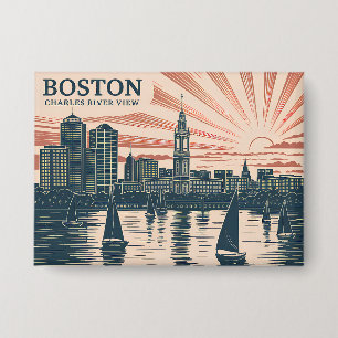 Badge Retro Boston voiliers Skyline Art Classic Boldd