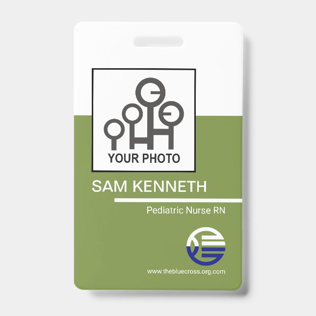 Badge Rétro Carte d'identité d'entreprise Colonne Vert B (Avant)