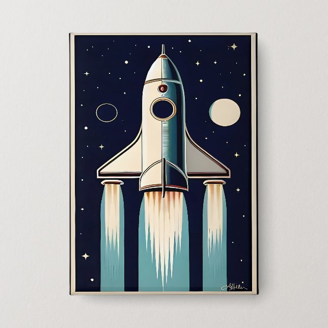 Badge Retro de l'ère spatiale des années 50 Vaisseau spa (Recto)
