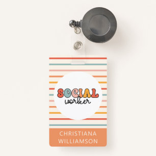 Badge Retro Social Worker coloré