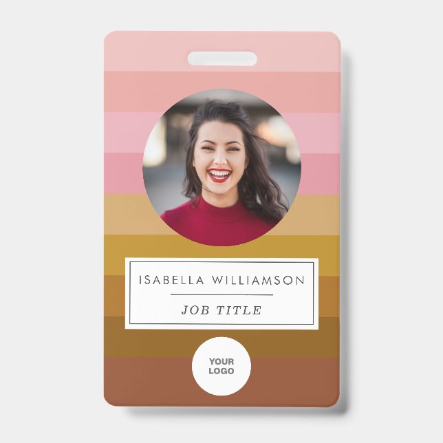 Badge Retro Sunset Stripe Design Photo et informations p (Face)