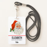 Badge Rétro Vintage Jolly Santa Claus de Christmas<br><div class="desc">badge de nom personnalisé avec une photo festive rétro. Le vieux Père Noël Jolly avec ses joues rousses et son sourire chaleureux et amical. Un peu de nostalgie de l'ancienne école pour les vieux temps,  cette image rappelle les souvenirs des célébrations du passé de Noël.</div>
