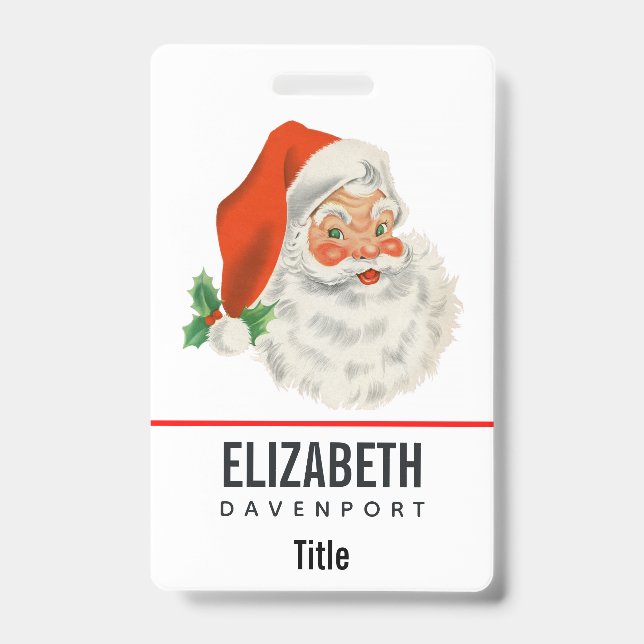 Badge Rétro Vintage Joyeux Père Noël Noël (Avant)