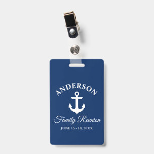 Badge Réunion de famille d'ancre nautique Clip Navy Blue