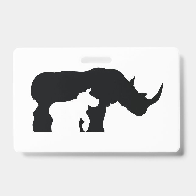 Badge Rhinocéros noir et blanc (Avant)