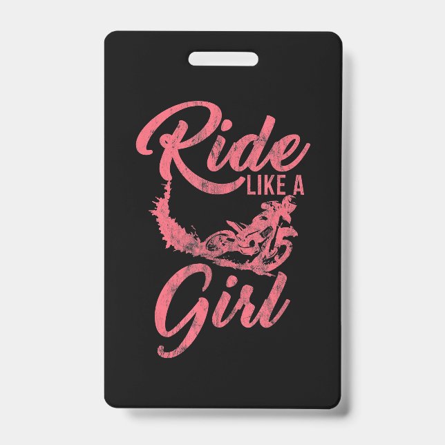 Badge Ride Comme Une Fille Moto Drôle Cadeau Drôle (Avant)
