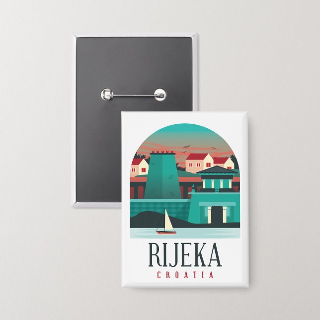 Badge Rijeka Croatie Vintage voyage (Recto/Verso)