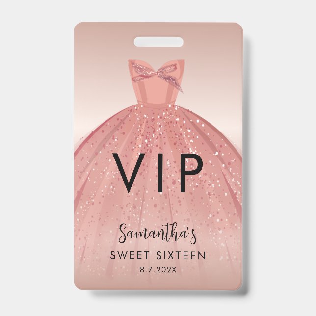 Badge Robe de script moderne pour Sweet 16 anniversaire  (Avant)