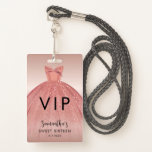 Badge Robe moderne Sweet 16 Script Anniversaire VIP<br><div class="desc">Doté d'une jolie robe rose vif et d'un script moderne,  cet autocollant de remerciement d'anniversaire est parfait pour remercier les amis et la famille qui ont célébré la journée avec vous. Remplacez facilement les détails de la fête en cliquant sur le bouton "Personnaliser".</div>
