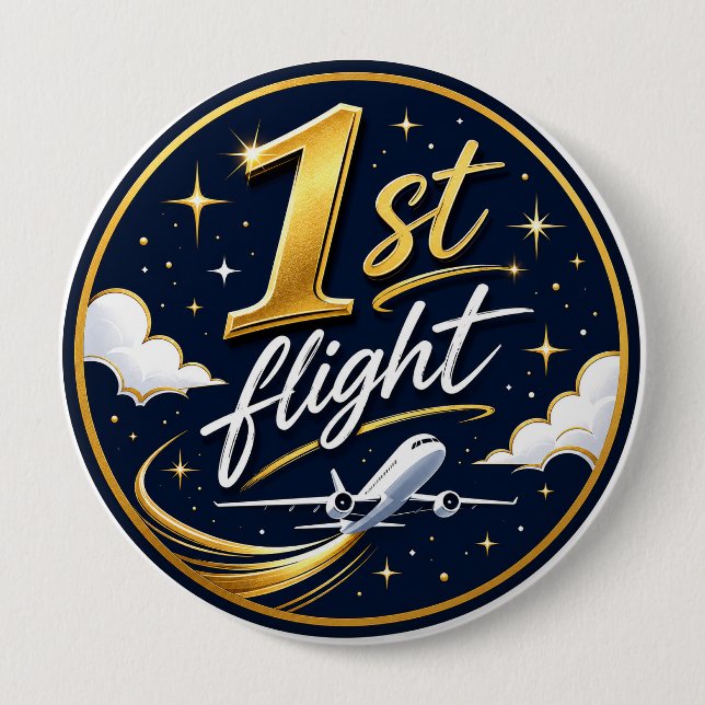 Badge Rond 10 Cm 1er vol avion  (Devant)