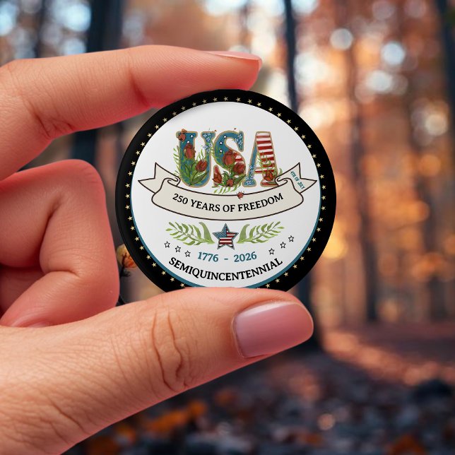 Badge Rond 10 Cm 250 Years of Freedom Elegant Patriotic Star Border (250 Years of Freedom Elegant Patriotic Star Border Button)