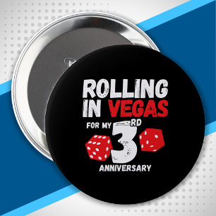 Badge Rond 10 Cm 3e anniversaire Marié 3 ans Vegas Anniversaire