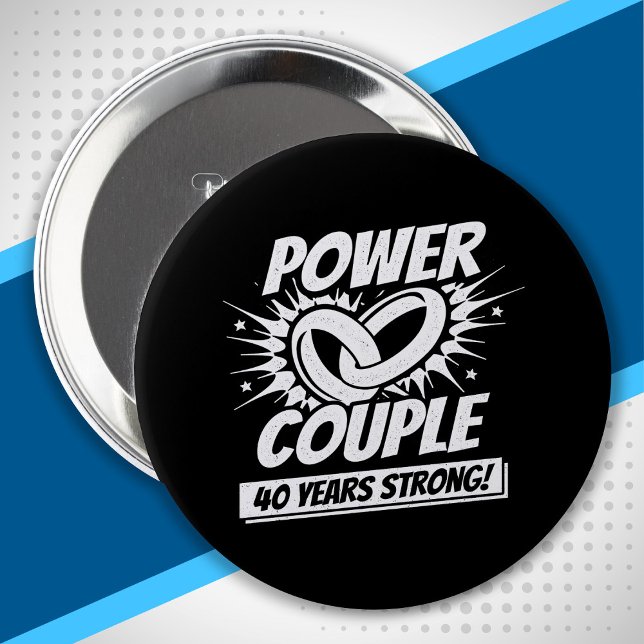 Badge Rond 10 Cm 40th Anniversary Couples Married 40 Years Strong (Créateur téléchargé)