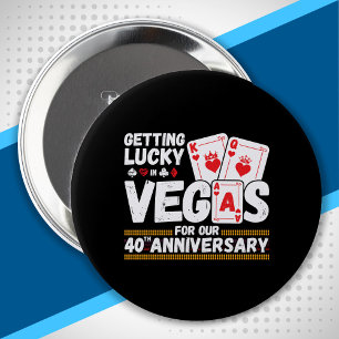 Badge Rond 10 Cm 40th Wedding Anniversary - Couples Las Vegas Trip