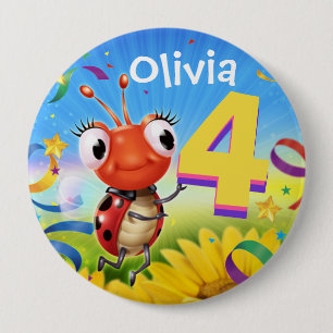 Badge Rond 10 Cm 4 ans Insigne d'anniversaire personnalisé Gamme Li