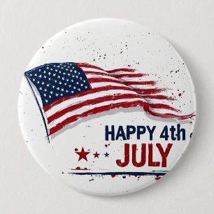 Badge Rond 10 Cm 4 juillet - Drapeau américain artistique éclabouss