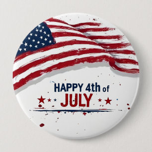 Badge Rond 10 Cm 4 juillet - Drapeau américain artistique éclabouss