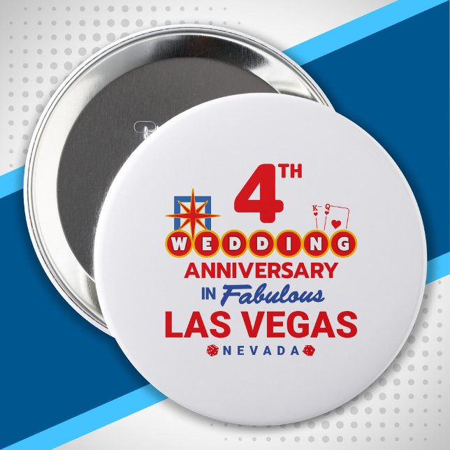 Badge Rond 10 Cm 4e Wedding Anniversary Couples Las Vegas Trip (Créateur téléchargé)